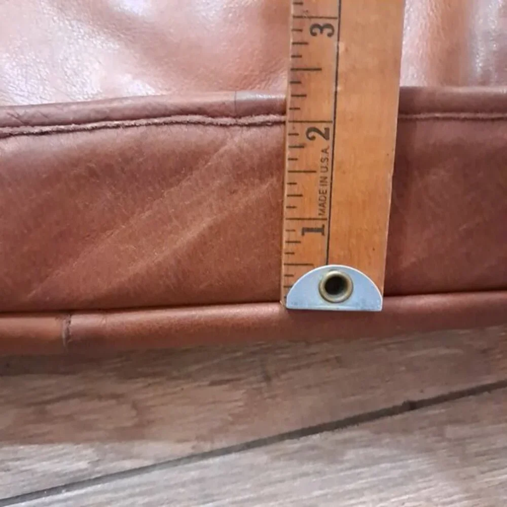 EKA Leather Briefcase Crossbody Laptop Document‎ Case camel brown tan Vintage